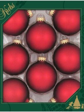 5x Red Velvet Holiday Ball Ornaments - Set of 8 Balls